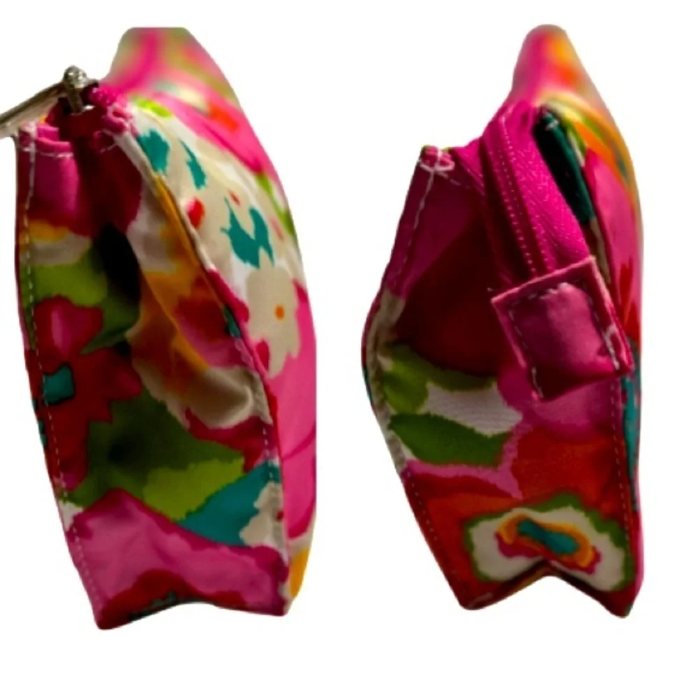 Clinique Floral Multicolor Women's Makeup/ Accessory Zip Clutch/Pouch